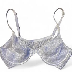 Vintage Warner's silver‎ and white Bra 38B EUC 80s 90s